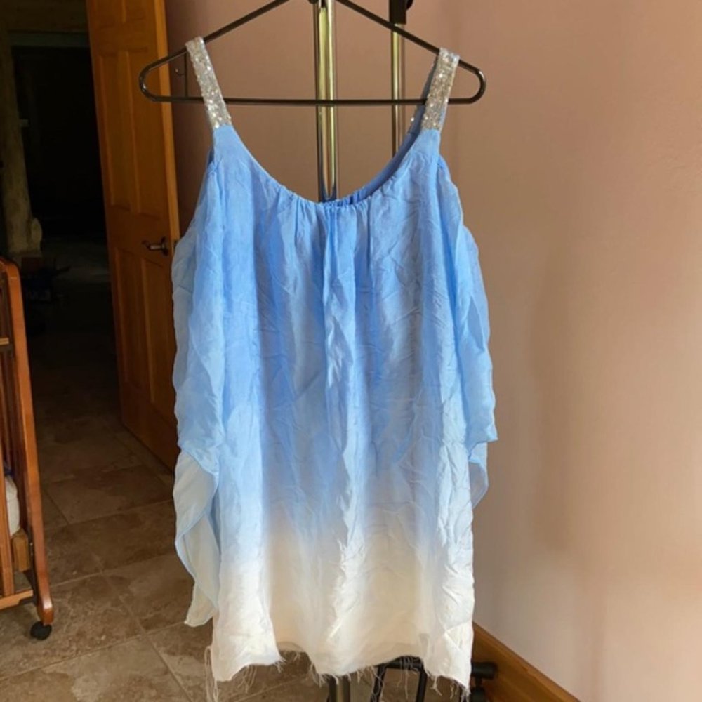Made In Italy Silk Blend Blue Blouse Vintage